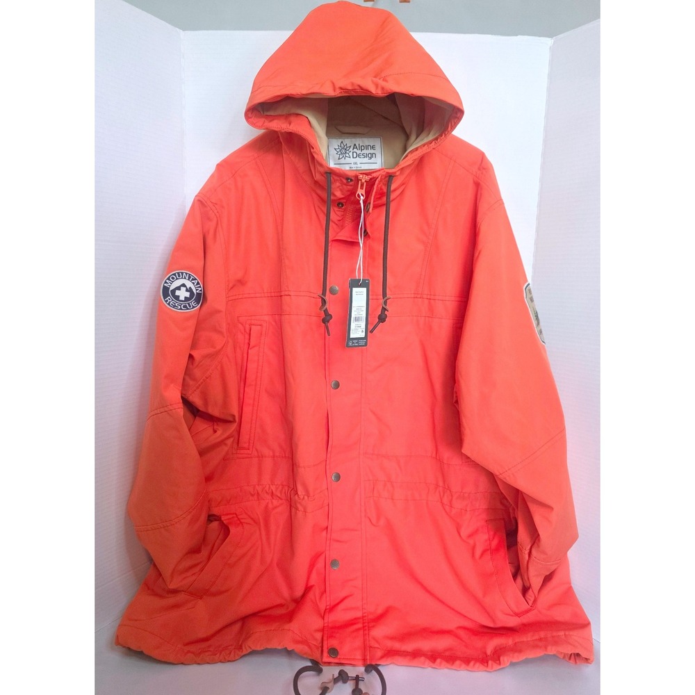 Alpine Design Mens AD 1962 Sport Jacket Orange Mountain Rescue Rain Parka XXL
